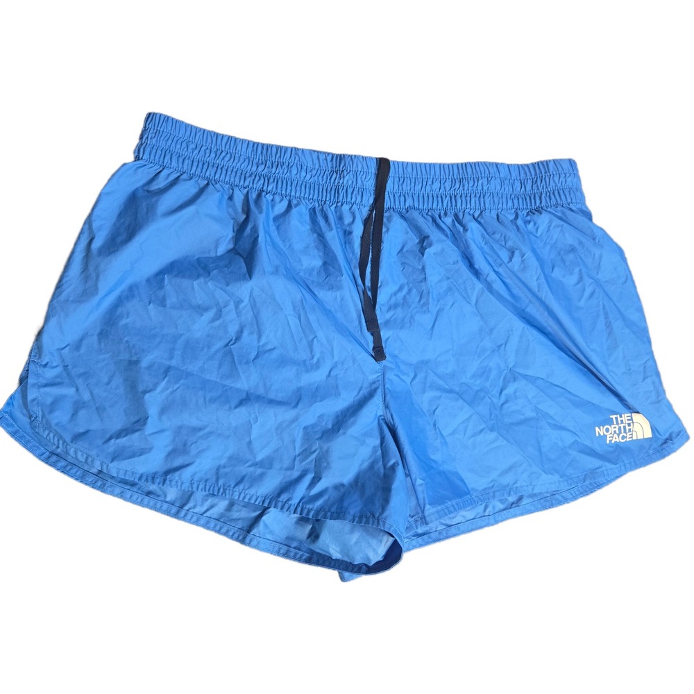 The North Face Womens Blue Running Shorts Size Large Athletic Gym Lined Pocket
